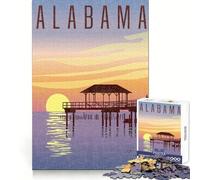 Alabama Sunset Pier Jigsaw Puzzle 1000 Pieces Brain Exercise Soothing Hobby Precision Cut Holiday Present (38X26CM)