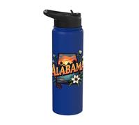 Alabama Sunset with Palm Trees and Flowers Stainless Steel Insulated Water Bottle