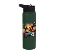 Alabama Sunset with Palm Trees and Flowers Stainless Steel Insulated Water Bottle
