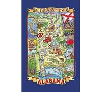 Alabama Tea Towel Adventure Destinations Vacation Souvenir Pictorial Poster Style Map Kitchen Towel
