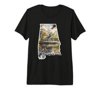 Alabama Watercolor Gazebo Nature Scene Southern Pride Premium T-Shirt
