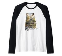 Alabama Watercolor Gazebo Nature Scene Southern Pride Raglan Baseball Tee