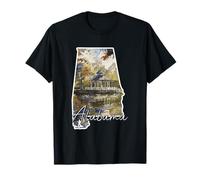 Alabama Watercolor Gazebo Nature Scene Southern Pride T-Shirt