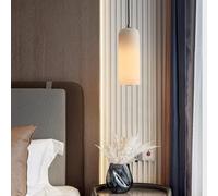 Alabaster Glass Light, White Marble Cylinder Hanging Lamp, Modern Natural Stfor Kitchen Island, Dining Room, Bedroom