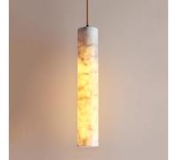 Alabaster Glass Pendant Light for Kitchen Island - Nordic Modern Linear Chandelier with White Marble Design - Ceiling Hanging Lamp for Bedroom and Dining Room - Entryway Hallway Lighting Fixture