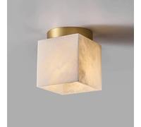 Alabaster Glass Semi Flush Mount Ceiling Light Square Small Hallway Ceiling Light White Milk Glass Brass Close to Nordic Modern Lamp for Front Porch Entry Foyer Aisle