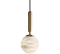 Alabaster Kitchen Light Brass Marble Pendant Fixture Small Frosted Milk Glass Hanging Lamp Vintage Farmhouse Chandelier for Island Bedroom Hallway Bathroom Dining Room