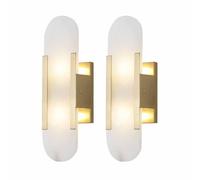 Alabaster Stone Wall Sconces 2 Pack Modern Minimalist Design Wall Lights for Bathroom Vanity Living Room Bedroom Hallway Balcony Artistic Wall Lamps with Marble Finish 110V