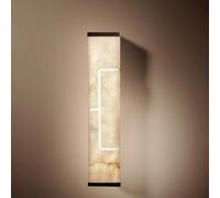 Alabaster Wall Sconce-18.9IN Wall Sconce Lights Modern Bathroom Sconces Lighting Rectangle Marble Vanity Lights Luxury Spanish Natural Marble Stone Wall Lamp With 3000K LED For Bedroom Stairs Hallway
