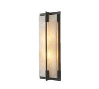 Alabaster Wall Sconce-26.38IN Natural Alabaster Wall Sconces Spanish Marble Wall Light Modern Black LED Sconce Lighting Rectangle White Marble Stone Vanity Light 3000K Indoor Wall Lamp For Stair Foyer