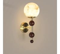 Alabaster Wall Sconce-Gold Sconces Lighting With Spanish Marble Wall Lights Modern Brass Wall Mounted Lamp Hardwired LED Marble Stone Vanity Mirror Lights For Bathroom Bedroom Living Room Staircase