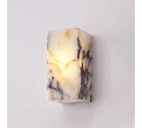 Alabaster Wall Sconce LED Indoor Hardwired Natural Stone Color Selectable 3T 5W 3.15x6.3 Inch Modern Rectangular Diffuse Lighting for Bedroom Living Room Bathroom Hallway.