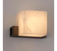 Alabaster Wall Sconce-Spanish Natural Marble Wall Sconce Lighting Fixtures Square Stone Wall Lights Alabaster Vanity Wall Lighting Hardwired Marble Wall Lamp For Bathroom Living Room Entryway Mirror