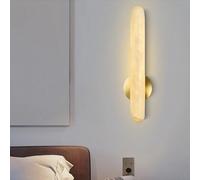 Alabaster Wall Sconce With Cylinder Mid Century Natural Alabaster Sconce Lighting Bathroom Vanity Light Fixtures Modern Liner Marble Wall Light Stone Marble 3000K LED Lamp For Bedroom Hallway Mirror