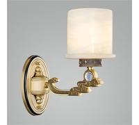 Alabaster Wall Sconces, Marble Wall Lighting Cylindrical Lampshade, Brass Bedside Wall Lamp, Indoor Vanity Light Fixtures for Hallway Bathroom Living Room Villa Hall Restaurant(A)