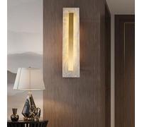 Alabaster Wall Sconces - Modern Marble Wall Lights for Bathroom Vanity, Brass Mount Fixtures for Living Room, Bedroom and Stairs