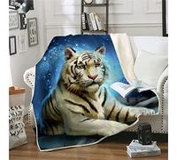 ALABOW 3D Tiger Kids Throw Blanket 130x150 cm Soft Warm Cozy Microfiber Sherpa Fleece Blanket Sofa Universe Starry Sky Lightweight Winter Blanket Machine Washable Bedspread for Bed and Couch