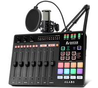 ALABS Fxcaster Podcast Equipment Bundle - All-in-One Podcasting Starter Setup with 7-Channel Soundboard, Audio Interface, and 25mm Diaphragm XLR Microphone for Live Streaming, Recording, and TikTok