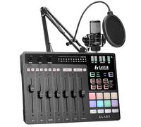 ALABS Podcast Equipment Bundle -Fxcaster Podcasting Starter Setup with 7-Channel Soundboard, Audio Interface, and 25mm Diaphragm XLR Microphone for Live Streaming, Recording, and TikTok