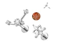 ALACLO 2Pcs Threadless Helix Tragus Piercing Jewelry 18G Cartilage Earrings for Women 316L Stainless Steel Flat Back Stud Earrings Forward Helix Earrings 6mm Silver