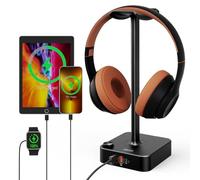 ALACOO Headphone Stand with USB Charger Port Desktop Gaming Headset Holder with 2 USB-A & 1 Type-C Charging Ports for Home and Office and Gaming, DJ, Wireless Earphone Display,Headphone Hook (black)