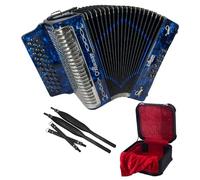 Alacran NAL3412 DLX Accordion Outfit: 34 Button, 12 Bass Accordion with Case and Straps (Sol/GCF, Dark BluePearl)