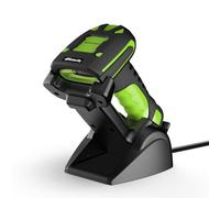 Alacrity Wireless Barcode Scanner with Charging Function, 1D/2D Symbologies, Global Shutter Scan Sensor, 433MHz Wireless and Long Distance Bluetooth Connectivity, Shockproof and Dustproof, Green