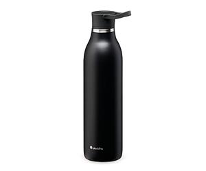 Aladdin CityLoop Insulated Flask 0.6L Lava Black | Vacuum insulated thermal bottle, non-slip powder coating, practical finger strap, for on the go