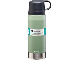 Aladdin CityPark Thermavac Double Cup Stainless Steel Thermos Flask 1.1 LT Khaki 1.1 LT