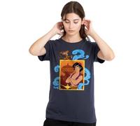 Aladdin Diamond in The Rough, with Abu and The Magic Lamp Ladies T Shirt, Deep Navy, Small
