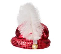 Aladdin Fancy Dress Hat - Aladdin Turban Costume | Sultan Selim Turban Hat, Golden Turban Indian Sultan Turban Hats, With Feather And Pearl Sequin Sultan Head Wrap Turban Shiny Appearance For Theater