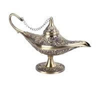 Aladdin Genie Lamp, Vintage Legend Aladdin Magic Lamp, Metal Carved Wishing Light for Home Wedding Party Tabletop Decoration Delicate Accessory Gift (Bronze)