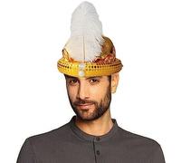 Aladdin Hat Shining Sequin Arabian Prince Hat Indian Sultan King Hat Cap with Feather and Pearl Aladdin Theme Party Fancy Dress Headwear Aladdin Head Wrap Turban for Halloween Cosplay Carnival Party