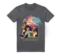 Aladdin Jasmine, Abu, Rajah, Genie Are Ready For Adventure T-Shirt Charcoal | Size: Large Aladdin Charcoal L