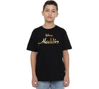 Aladdin Disney Boys Logo Unisex Kids T-Shirt, Black, 9-10 Years UK