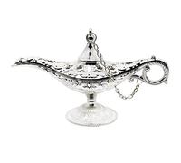 Aladdin Magic Genie Lamps - Classic Vintage Legend Magic Genie Light Costume Lamp for Home Wedding Table Decoration, Small Size Silver&White
