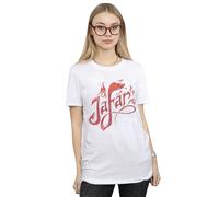 Aladdin Movie Jafar Flames Logo Cotton Boyfriend T-Shirt Disney White XXL