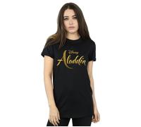 Aladdin Movie Logo Cotton Boyfriend T-Shirt Disney Black XXXL