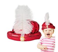 Aladdin Prince Hat,Sultan Men Head Wrap | with Feather and Pearl Prince Turban Hat Gorgeous Sequin Design for Shiny Appearance Photo Props Sdoil