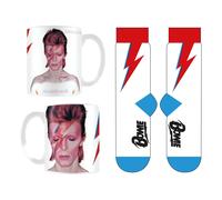 Aladdin Sane Lightning Bolt Mug and Sock Set David Bowie White One Size