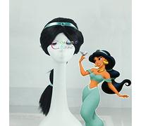 Aladdin The Magic Lamp Princess Jasmine Black Long Braid Role Play Heat Resistant Synthetic Hair Cosplay + Free Wig Cap