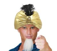 Aladdin Turban Hat, Golden Turban Indian Sultan Hats, Sultan King Hat Cap With Feather, Fabric Headpiece Aladdin Arabic Costume Accessories, For Men And Women, Teenagers