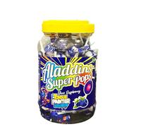 Aladdins Super Pops Blue Raspberry Tongue Painter Bubblegum Filled Lollipops 60 Pieces 1020g Resealable Tub | Vibrant Novelty Sweets for Party Bags & Celebration Tables