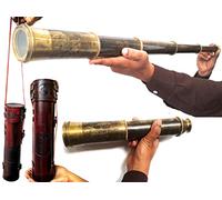 ALADEAN Rare Brass Telescope East India Company 1818 Tracker Spyglass Scope Replica Antique 32 inch Large Vintage Souvenir with Handstitched Leather Case