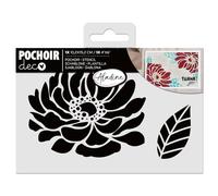 Aladine - 81270 Peony Flower Stencil 15 x 10 cm - Stencil for Decorating All Surfaces - Felt-Tip Stencil, Painting, Airbrush Drawing