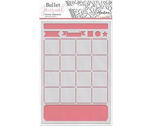 Aladine - Calendar Stencil for Bullet Journal - Scrapbooking and Craft - A5 Size Stencil with Brush Style Letters