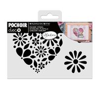 Aladine - Flower Heart Stencil 15 x 10 cm - Stencil for Decorating All Surfaces - Stencil Felt, Painting, Airbrush Drawing - 81271