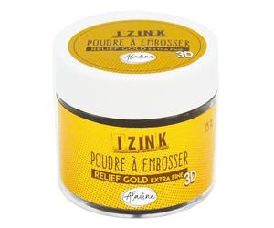 Aladine - Izink Gold Extra Fine Embossing Powder - Embossing - 3D Volume Effect for Scrapbooking and Creative Cartery - Extra Gold Colour Relief Scrap - 25 ml jar