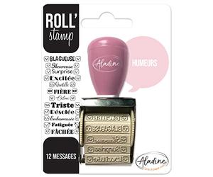 Aladine - Roll' Stamp Mood - Wheel Stamp - 12 Messages to Stamp Everywhere - Ideal for Bullet Journal, Scrapbooking 02160 Black