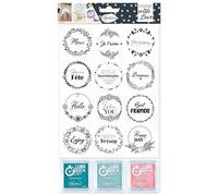 Aladine - Stamp with Love Expressions Crowns - Sheet of 12 Foam Stamps + 3 Inks - Ideal Kit for Gift Tags Personalised Invitation Cards, Black